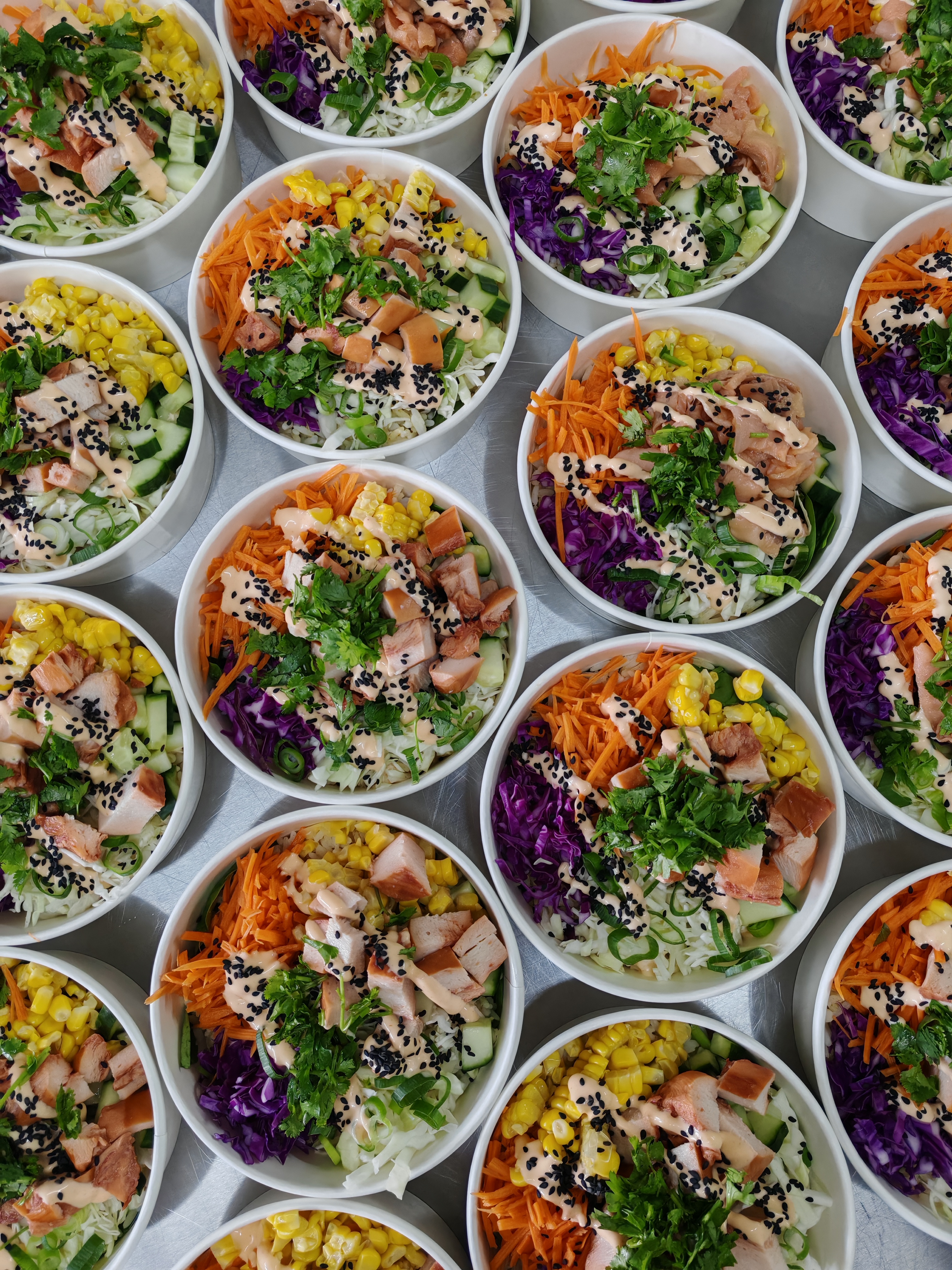 Corporate catering poke bowls